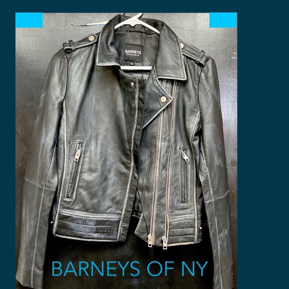 BARNEYS OF NY LEATHER BIKER JACKET NWT